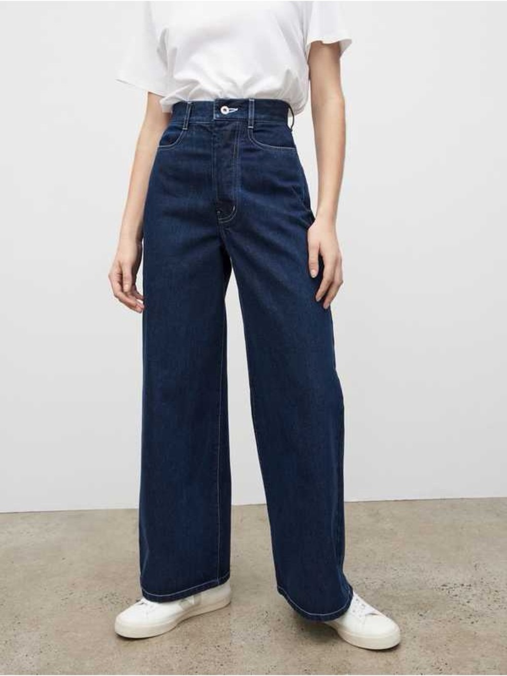 Kowtow Women’s Organic Cotton Sailor Wide Leg Jeans High Rise in Indigo Blue M